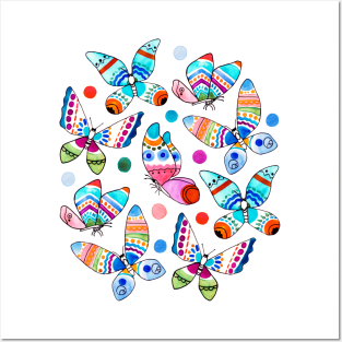 Jewel Tone Watercolor Butterflies Posters and Art